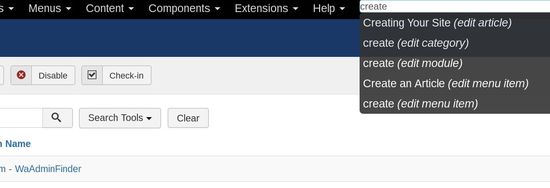 WaAdminFinder, buscador rápido contenido Administrador Joomla