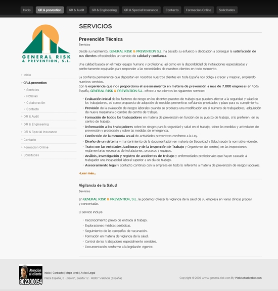 Página web General Risk servicios Web corporativa Joomla general risk