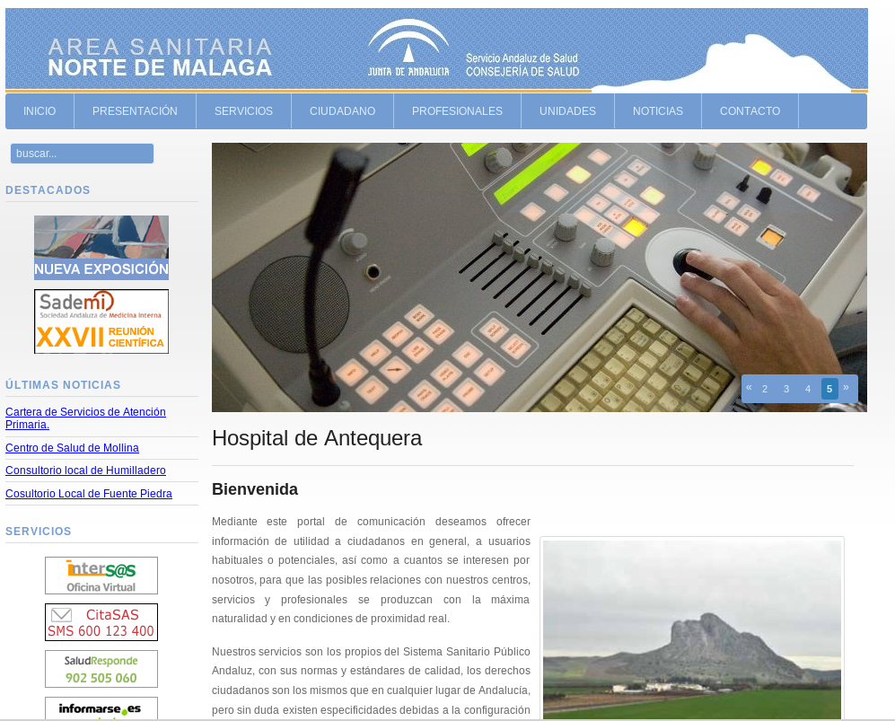 Página web Hospital de Antequera Home Web Hospital Antequera