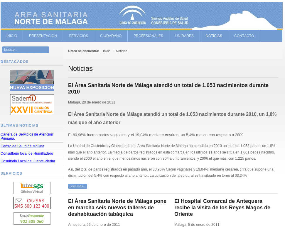 Página web Hospital de Antequera Notícias Web Hospital Antequera Joomla