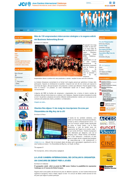 Página web JCI Catalunya home Web corporativa Joomla jci catalunya