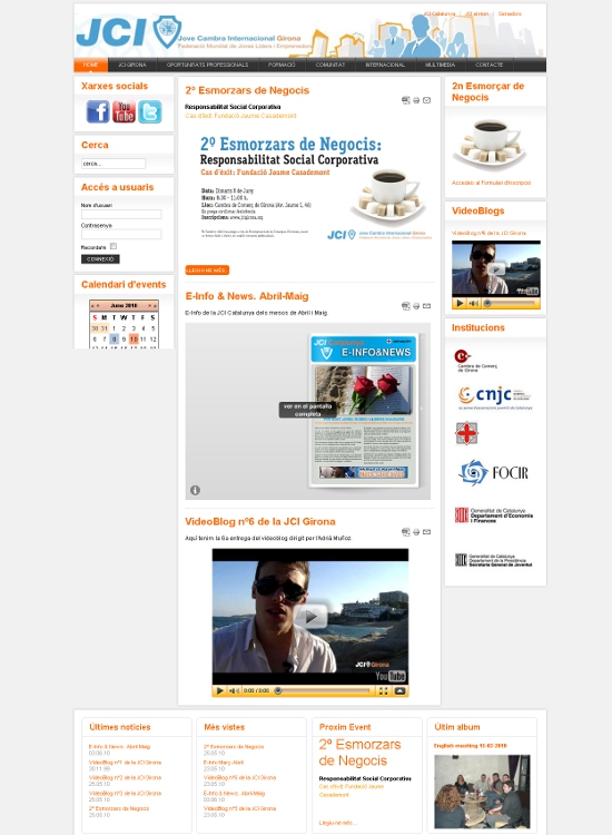 Página web JCI Girona home Web corporativa Joomla jove cambra internacional girona