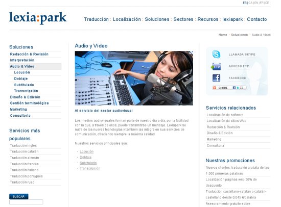 Web corporativa Joomla Lexia:Park