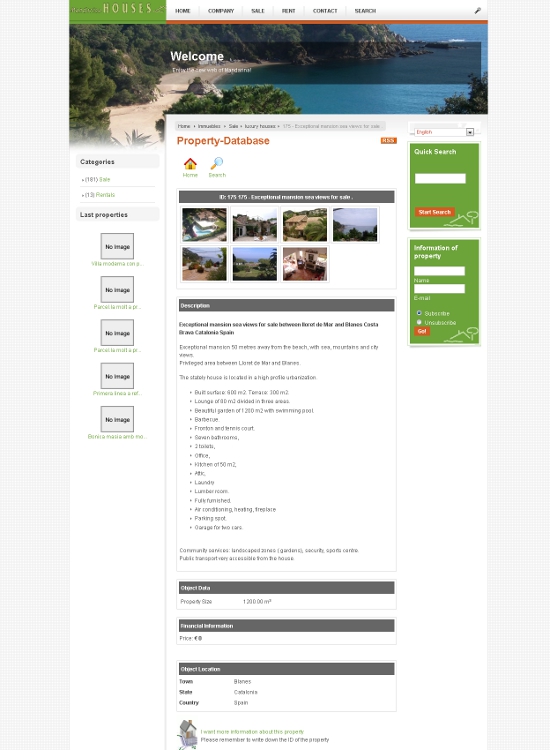 Página web Mandarina Houses directorio Web corporativa Joomla mandarinahouses