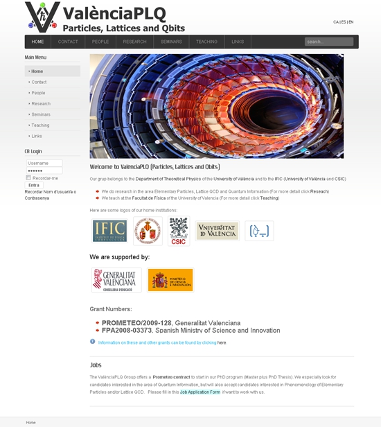 Página web Universidad de Valencia Dpto Física Teórica home Web Joomla universidad de valencia departamento fisica teorica
